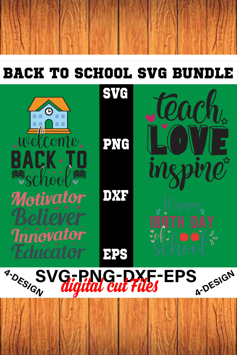 Back to School Svg T-shirt Design Bundle Volume-05 pinterest preview image.