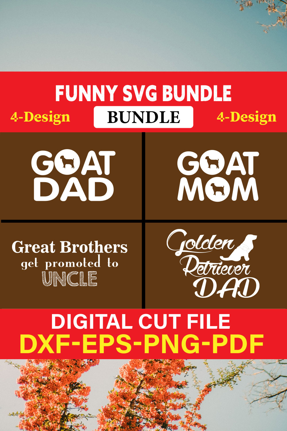 Funny SVG T-shirt Design Bundle Vol-23 pinterest preview image.