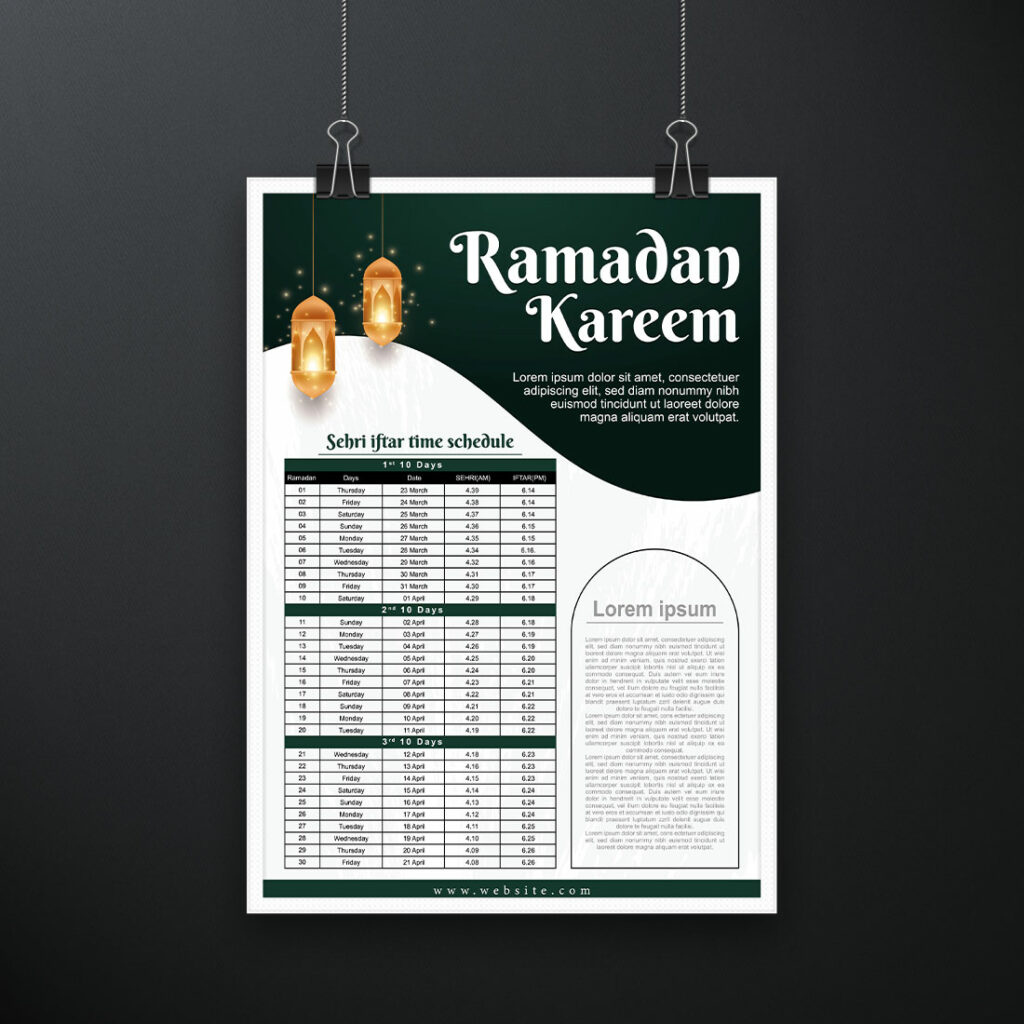 Realistic ramadan calendar template - MasterBundles
