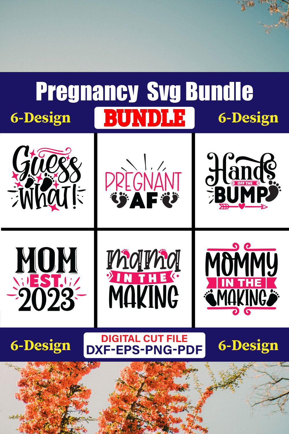 Pregnancy SVG T-shirt Design Bundle Vol-02 pinterest preview image.