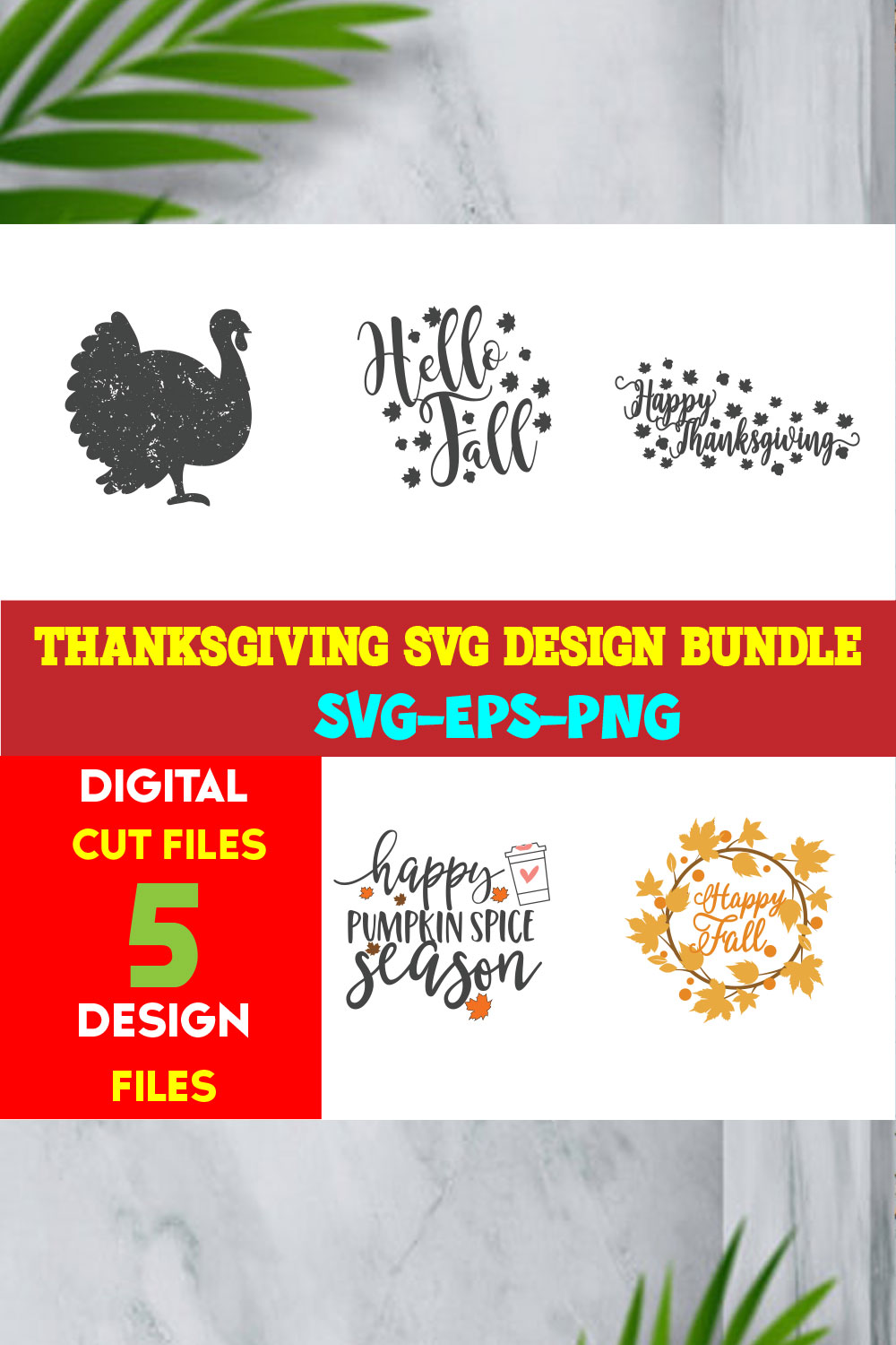 Thanksgiving T-shirt Design Bundle Volume-04 pinterest preview image.