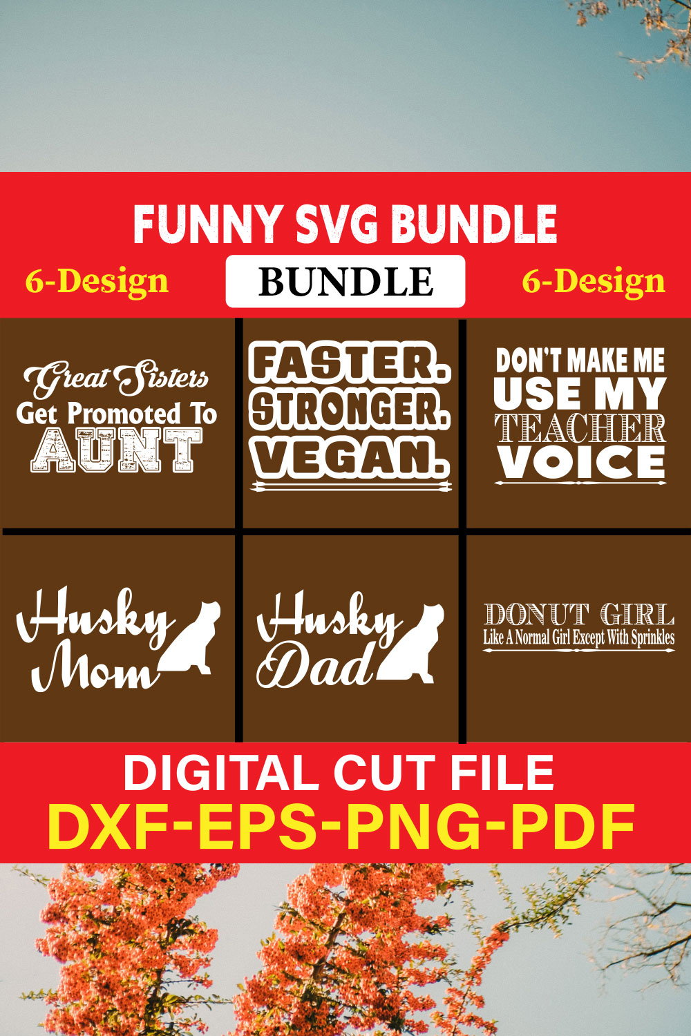 Funny SVG T-shirt Design Bundle Vol-02 pinterest preview image.