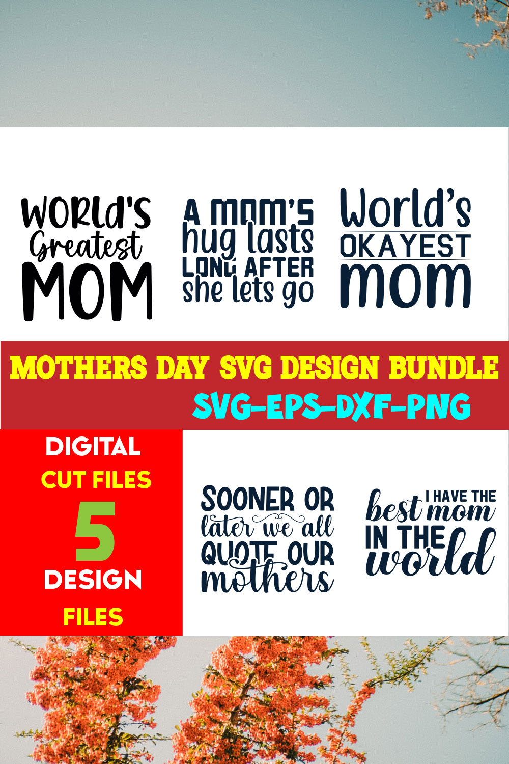 Mothers Day T-shirt Design Bundle Volume-08 pinterest preview image.