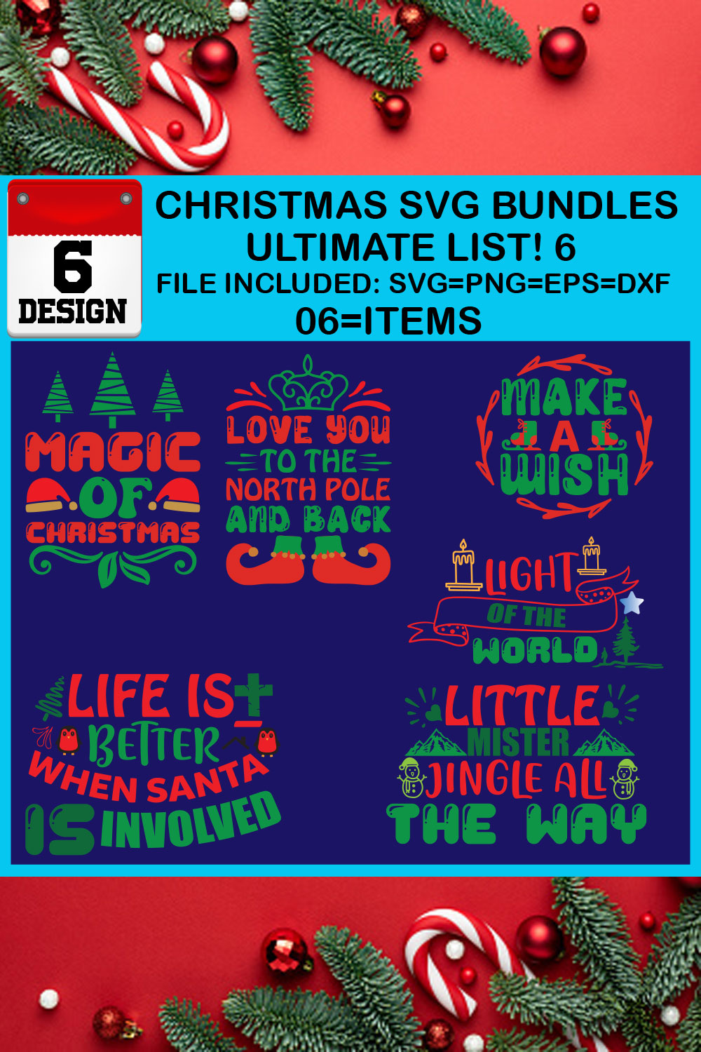 Ultimate List! 6 Christmas SVG Free Bundles pinterest preview image.