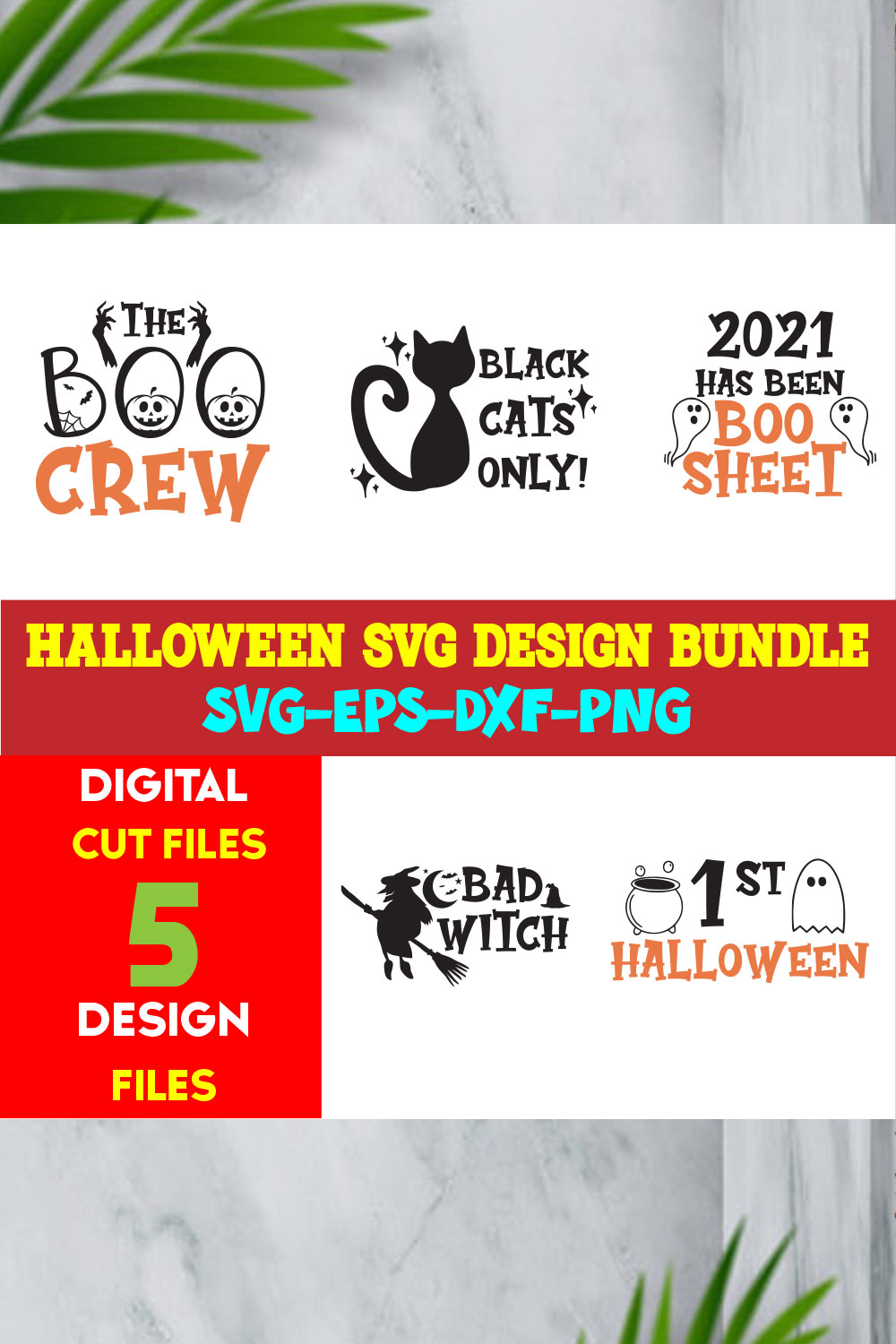 Halloween T-shirt Design Bundle Volume-01 pinterest preview image.