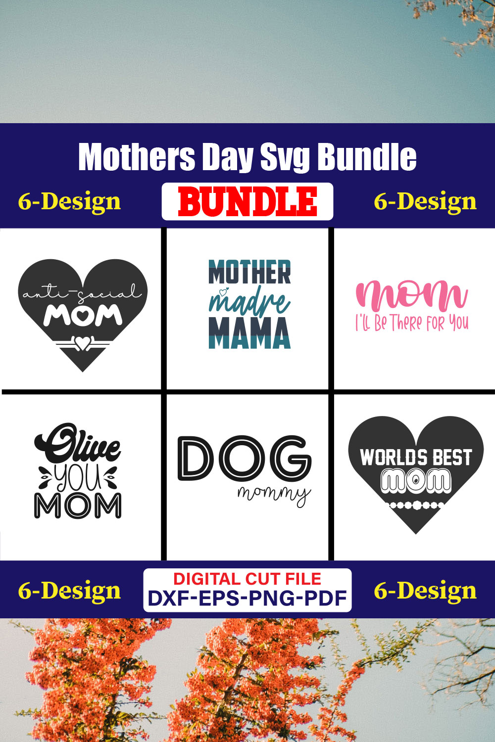 Mothers Day SVG Bundle, Mom life svg, Mama svg, Funny Mom Svg, Blessed mama svg, Mom of boys girls svg-Vol-112 pinterest preview image.