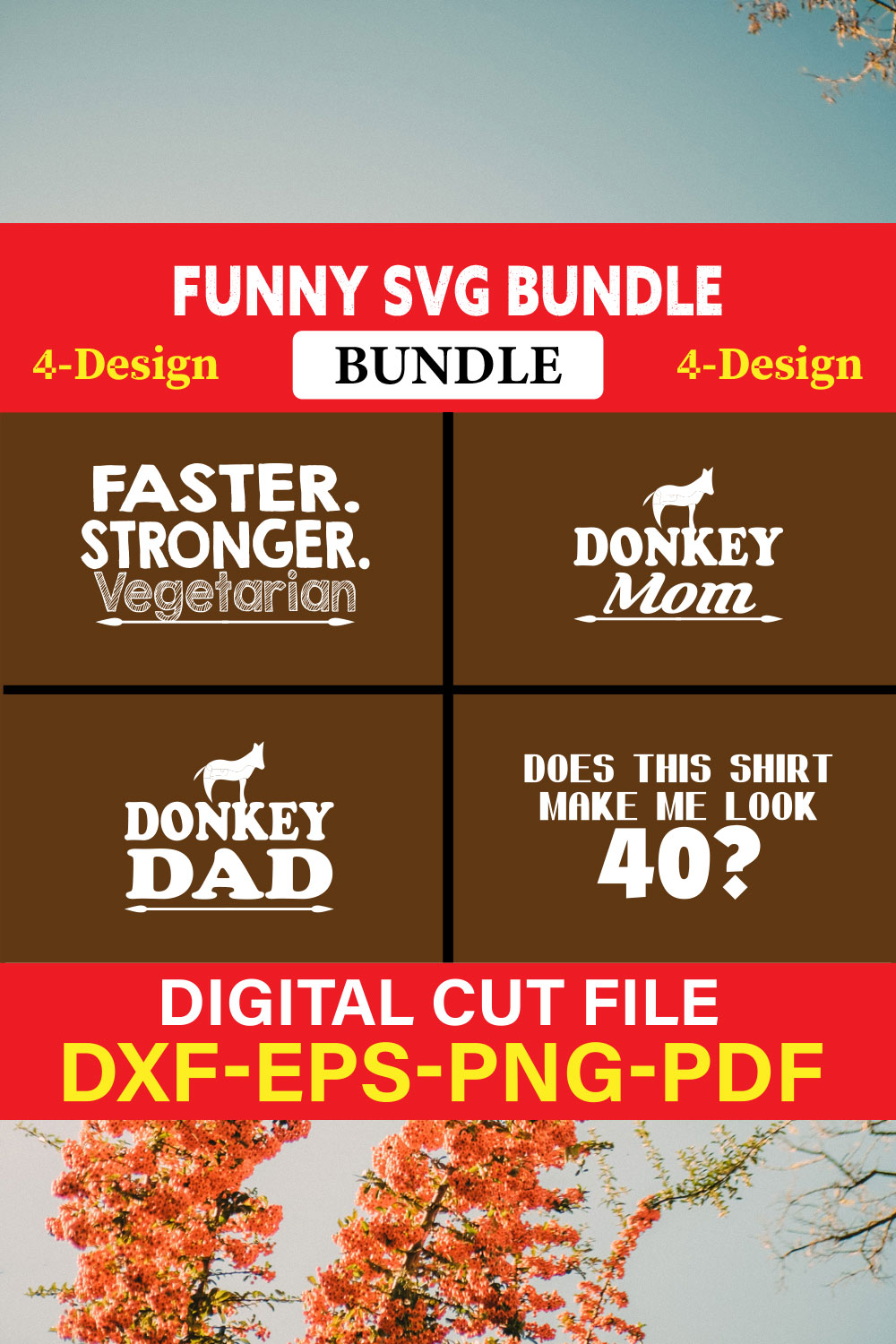 Funny SVG T-shirt Design Bundle Vol-22 pinterest preview image.