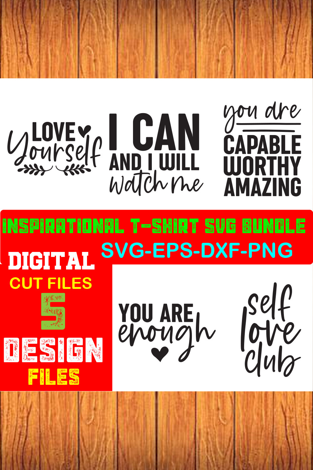 Inspirational T-shirt SVG Bundle Volume-02 pinterest preview image.