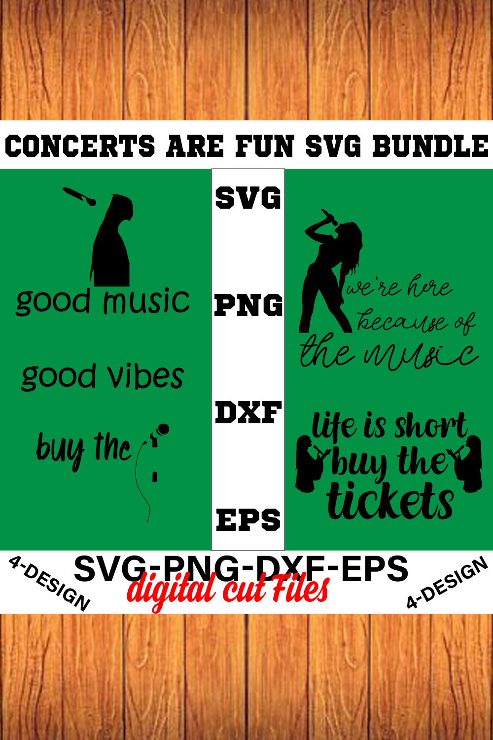 Concerts are Fun SVG T-shirt Design Bundle Volume-01 pinterest preview image.