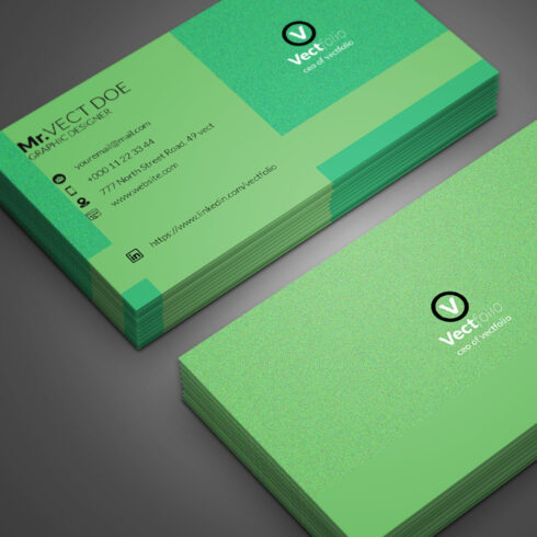 Green minimal business card template cover image.