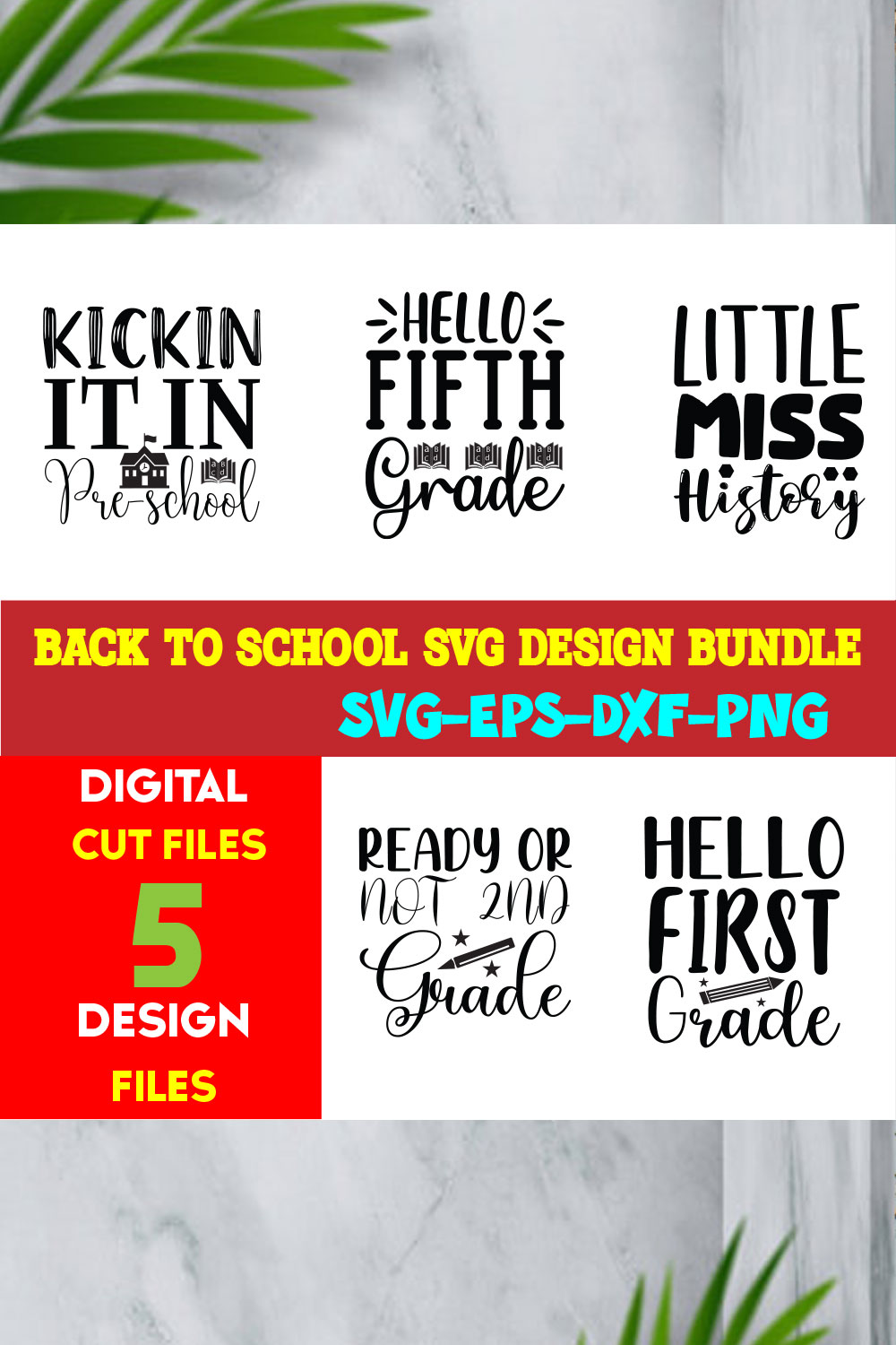 Back To School T-shirt Design Bundle Volume-02 pinterest preview image.