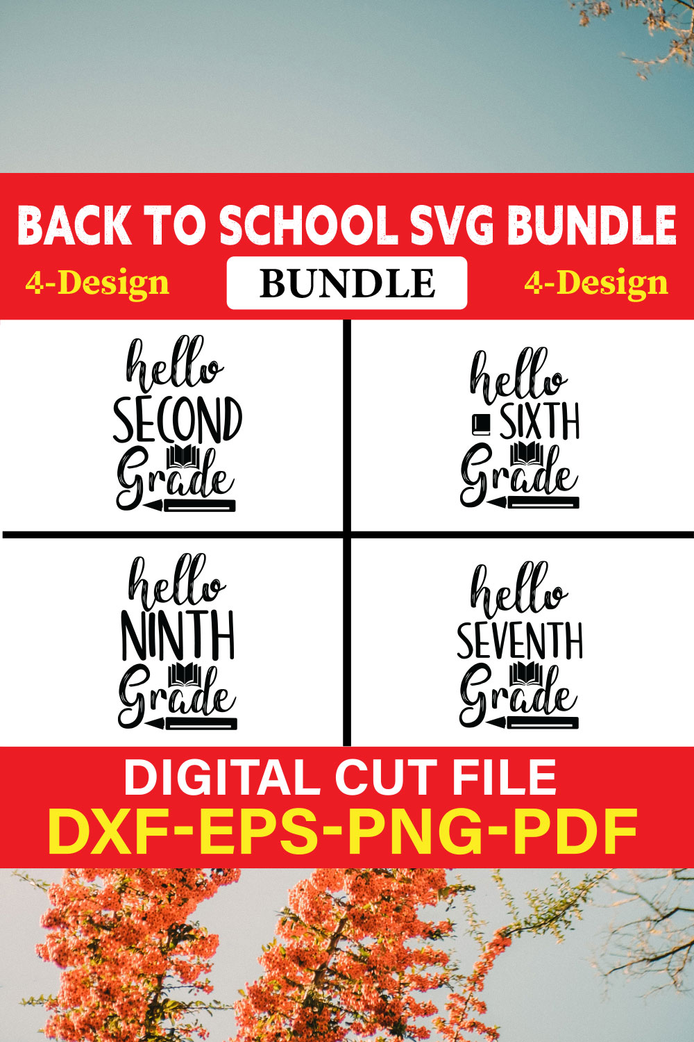 Back To School T-shirt Design Bundle Vol-24 pinterest preview image.