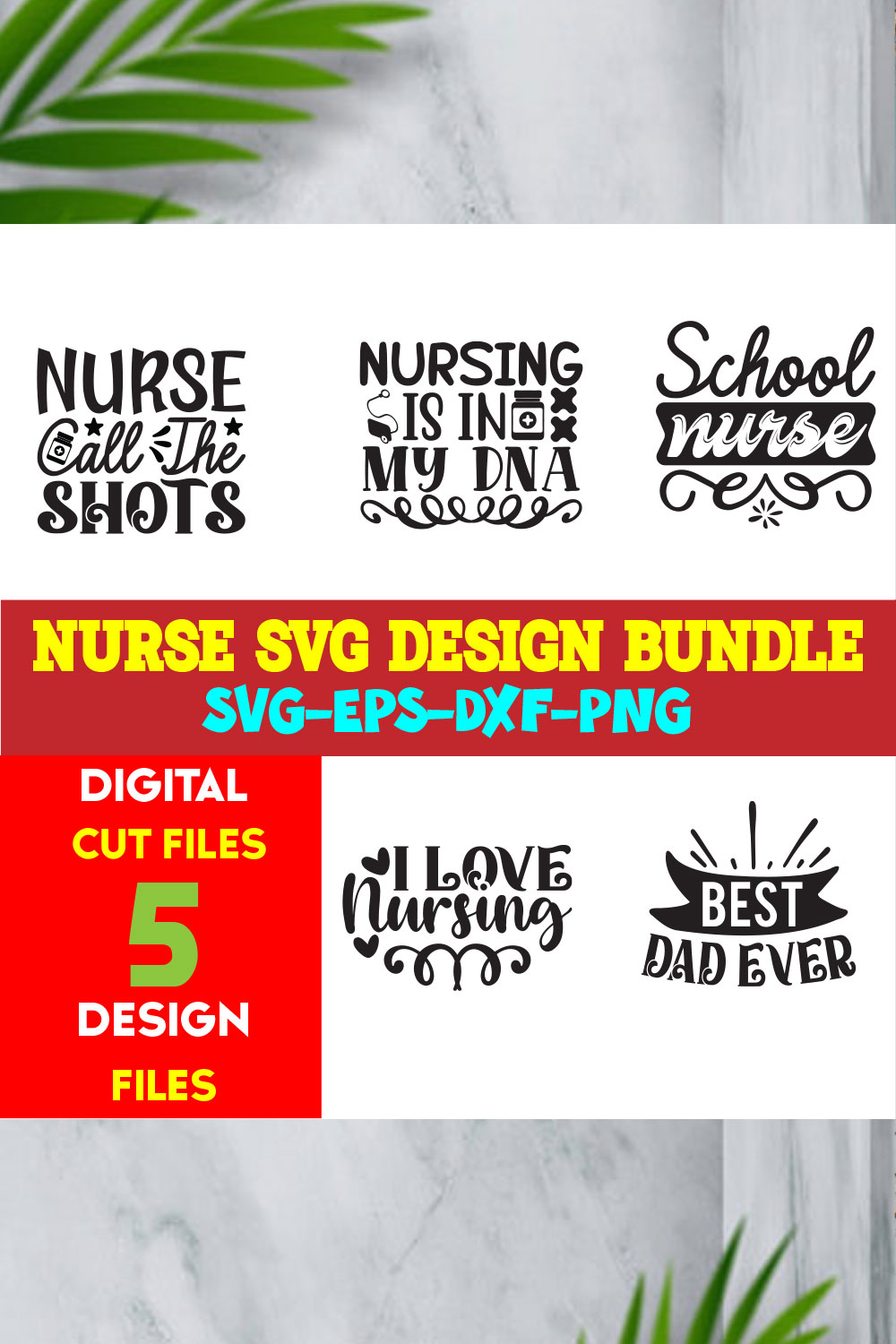 Nurse T-shirt Design Bundle Volume-04 pinterest preview image.