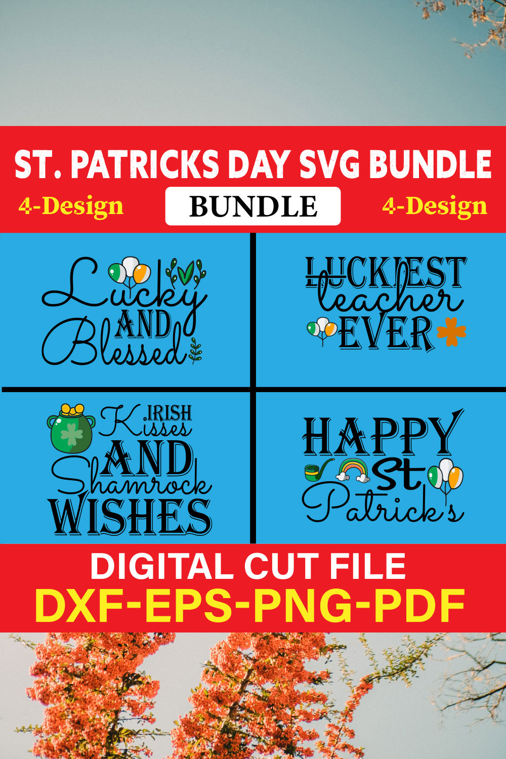St Patrick's Day T-shirt Design Bundle Vol-17 pinterest preview image.