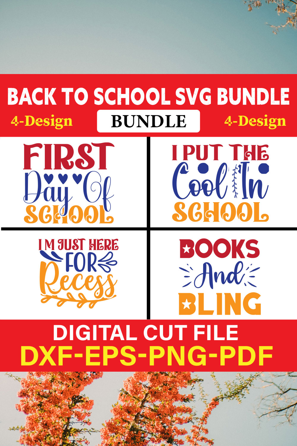 Back To School T-shirt Design Bundle Vol-20 pinterest preview image.
