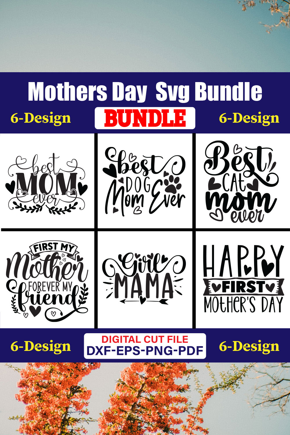 Mom Hustle T-shirt Design Bundle Vol-03 pinterest preview image.