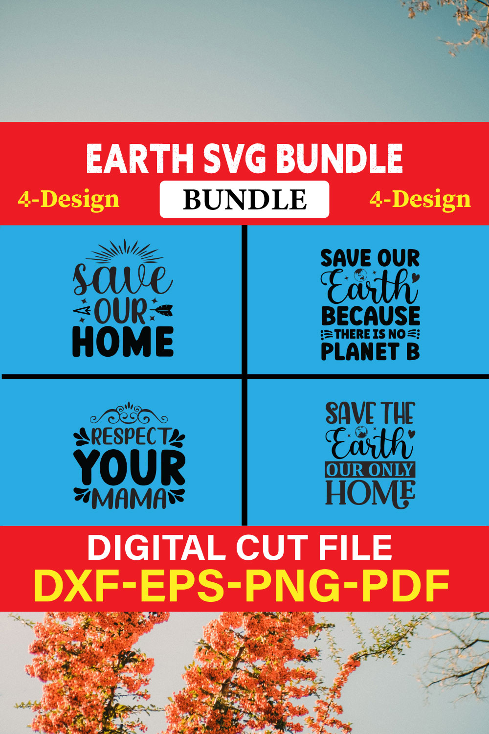 Earth T-shirt Design Bundle Vol-7 pinterest preview image.