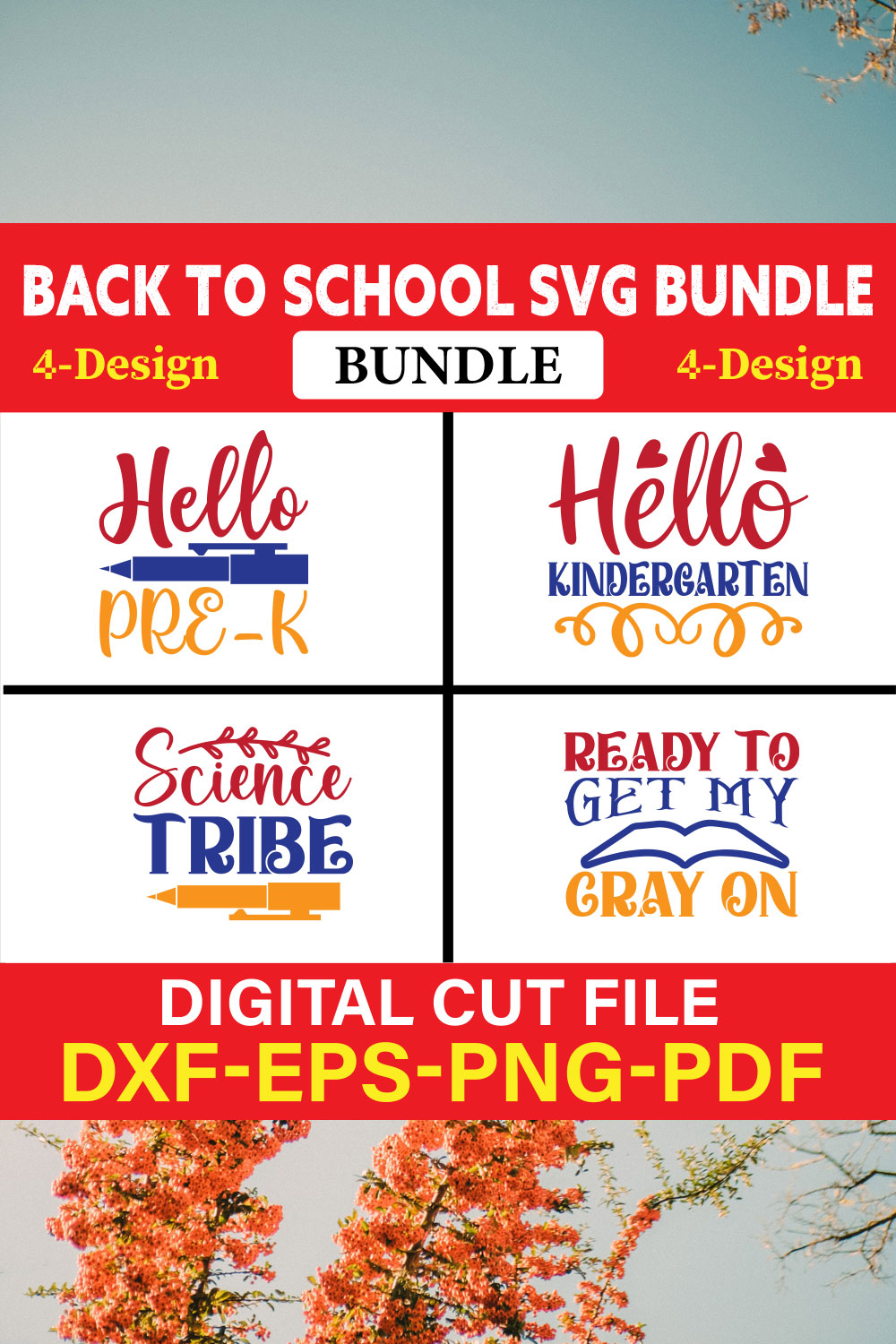 Back To School T-shirt Design Bundle Vol-17 pinterest preview image.