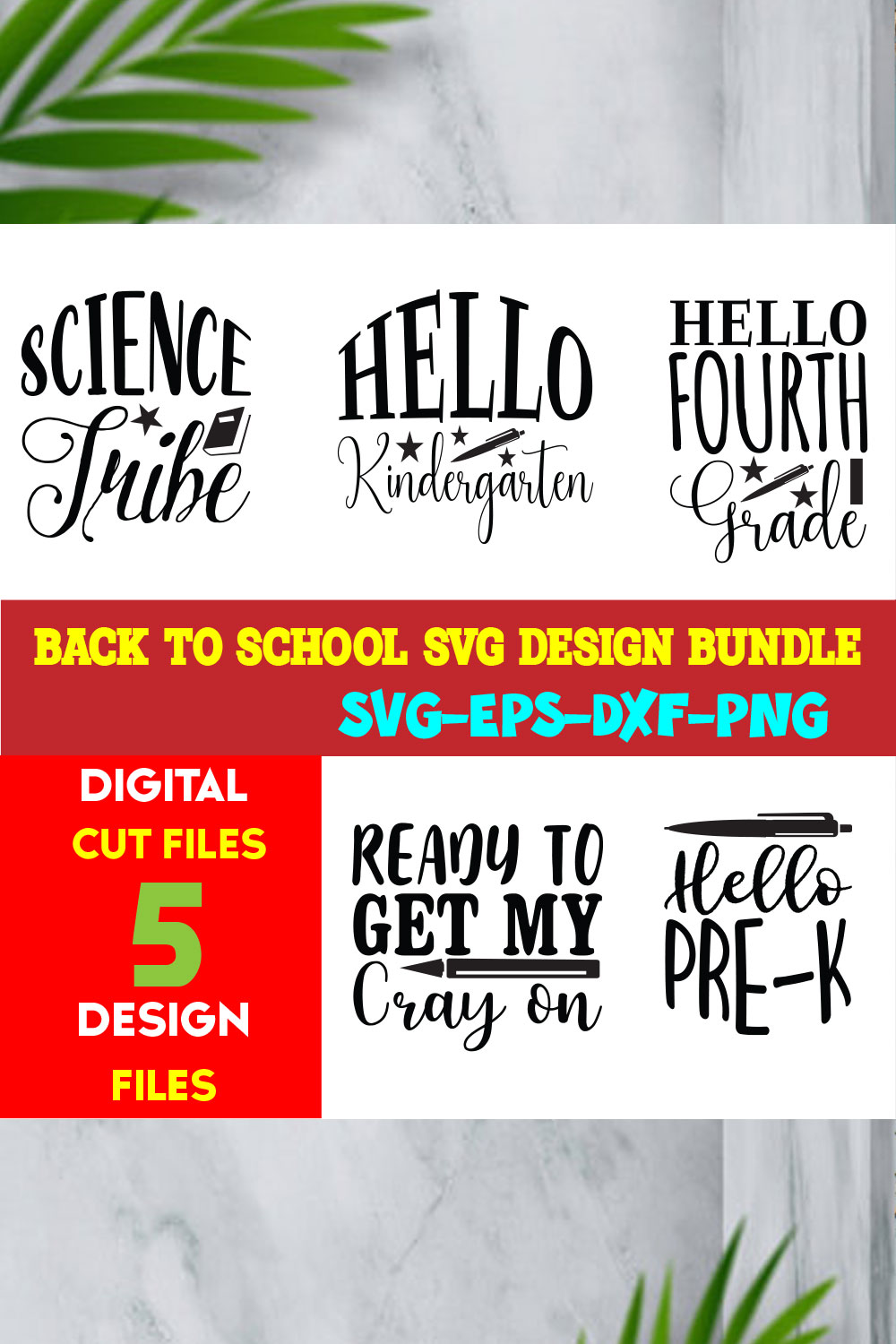 Back To School T-shirt Design Bundle Volume-01 pinterest preview image.