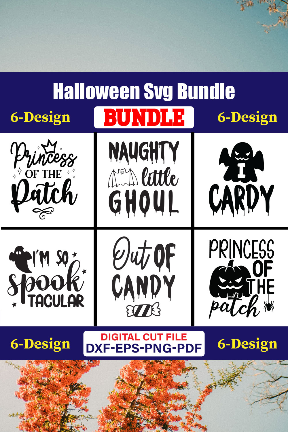 Halloween T-shirt Design Bundle Vol-8 pinterest preview image.