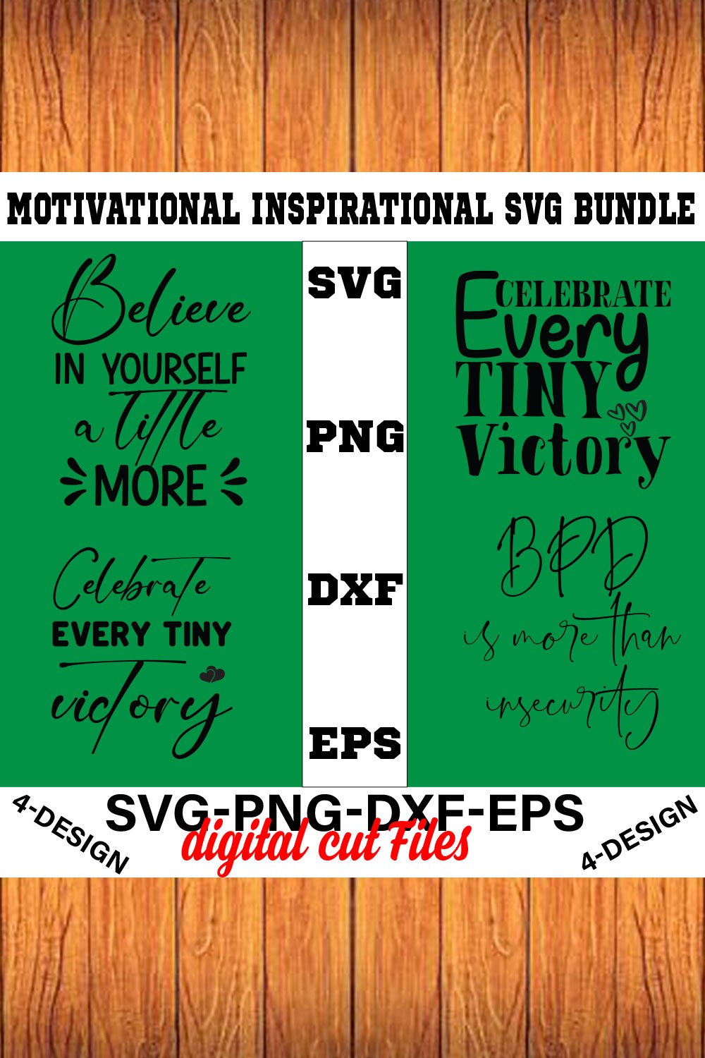 Motivational Inspirational Svg Bundle Vol-01 pinterest preview image.