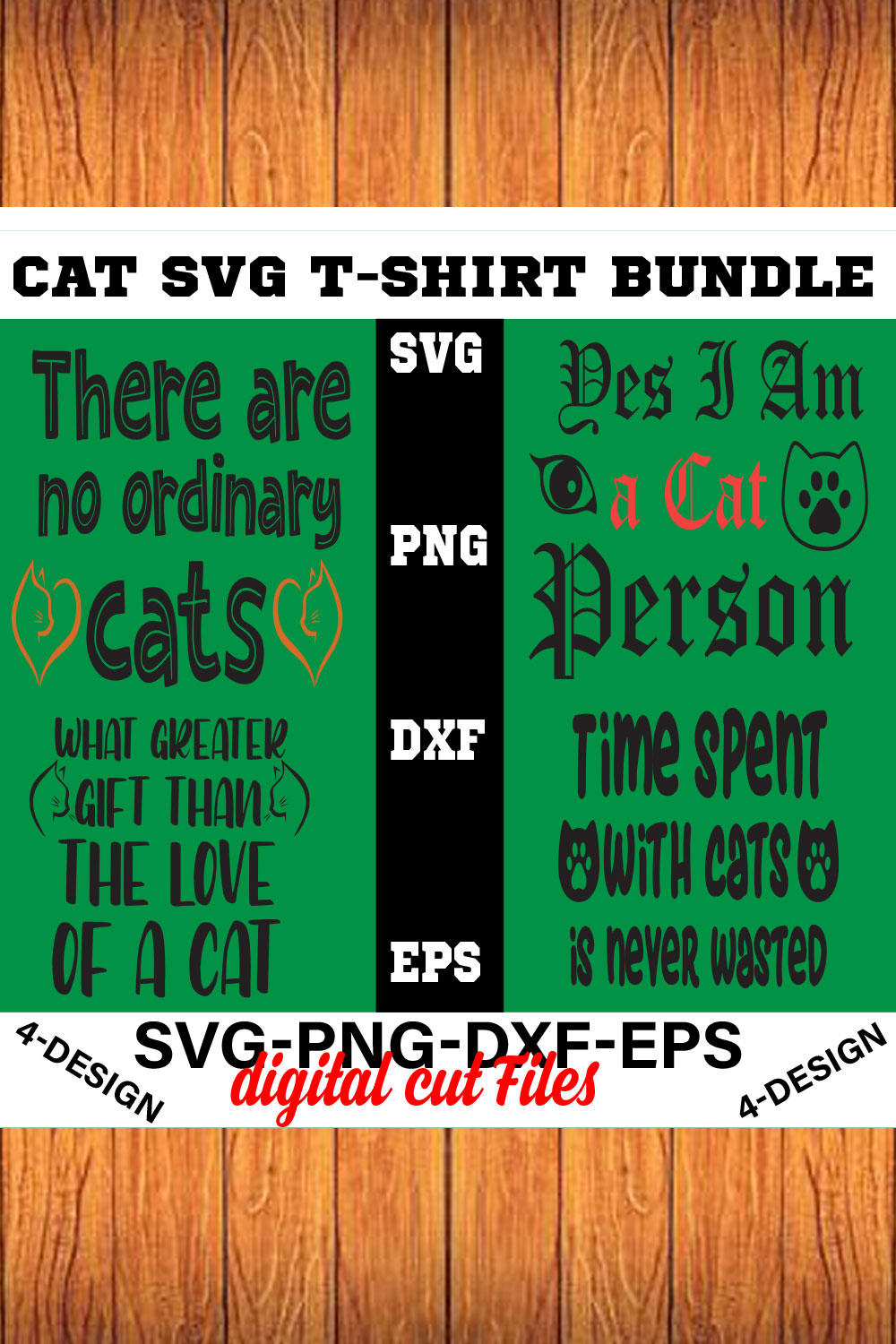 Cat SVG T-shirt Design BundleVolume-02 pinterest preview image.