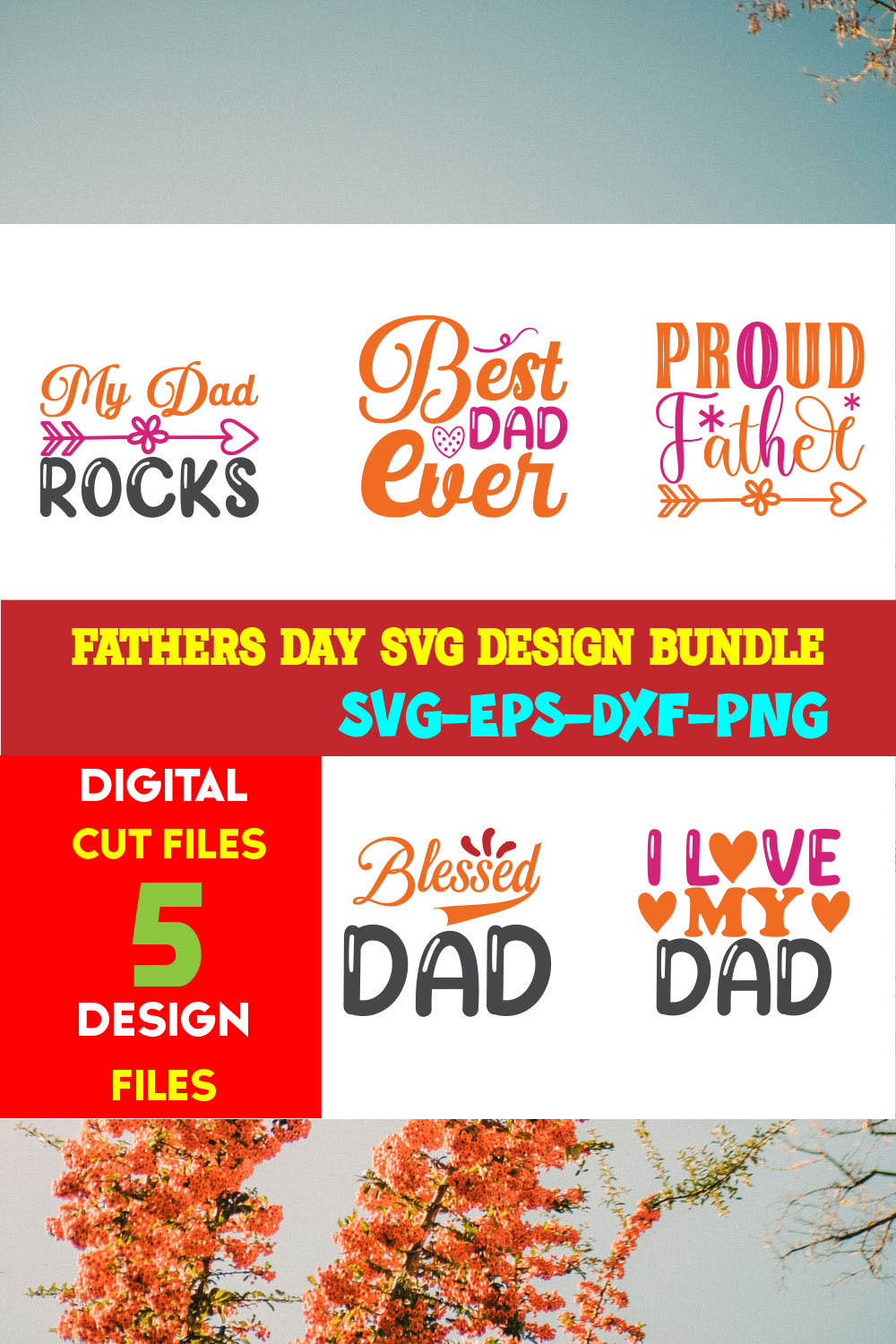 Fathers Day T-shirt Design Bundle Volume-08 pinterest preview image.