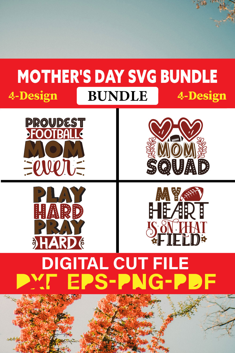 Mother's Day SVG T-shirt Design Bundle Vol-07 pinterest preview image.