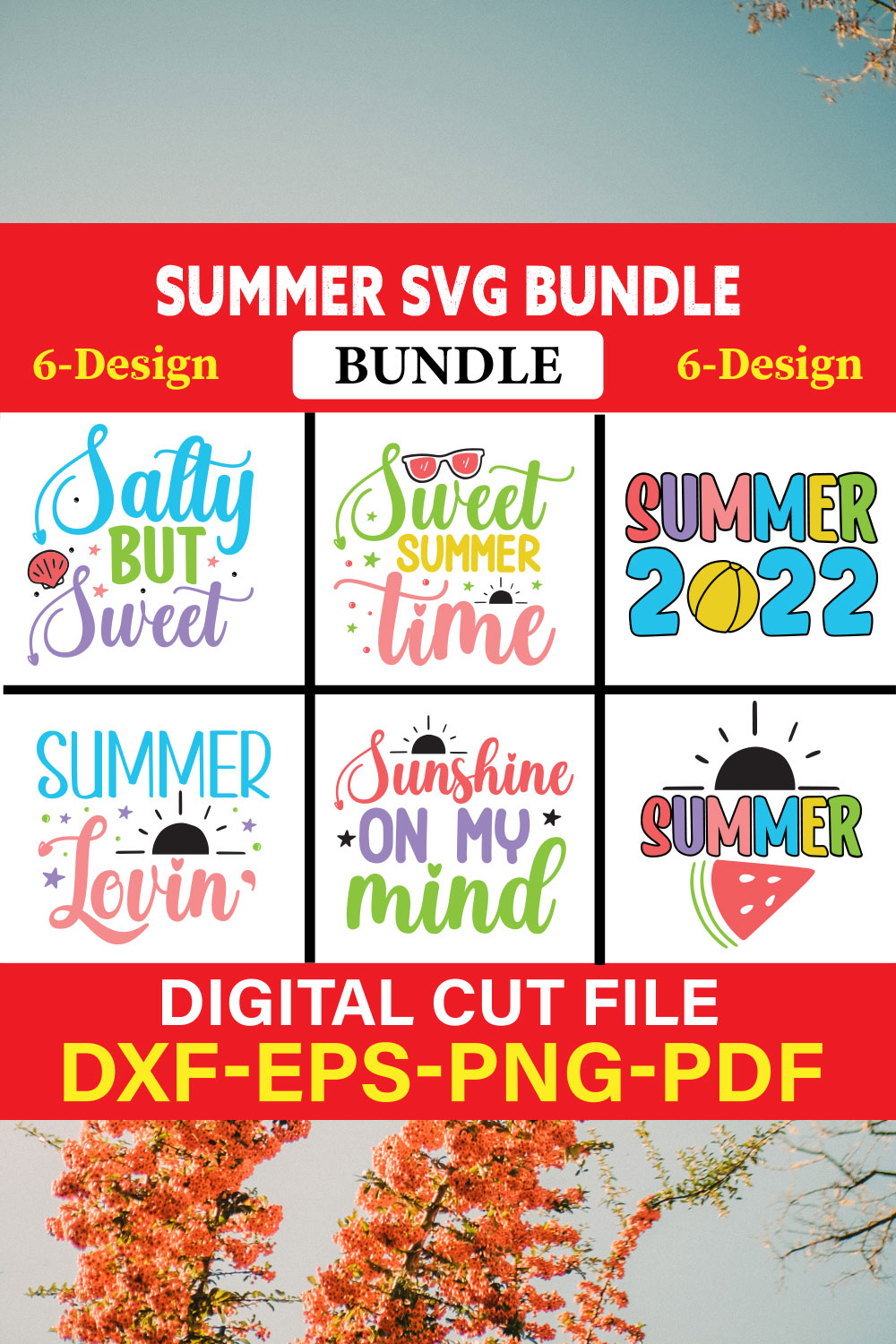 Summer T-shirt Design Bundle Vol-24 pinterest preview image.