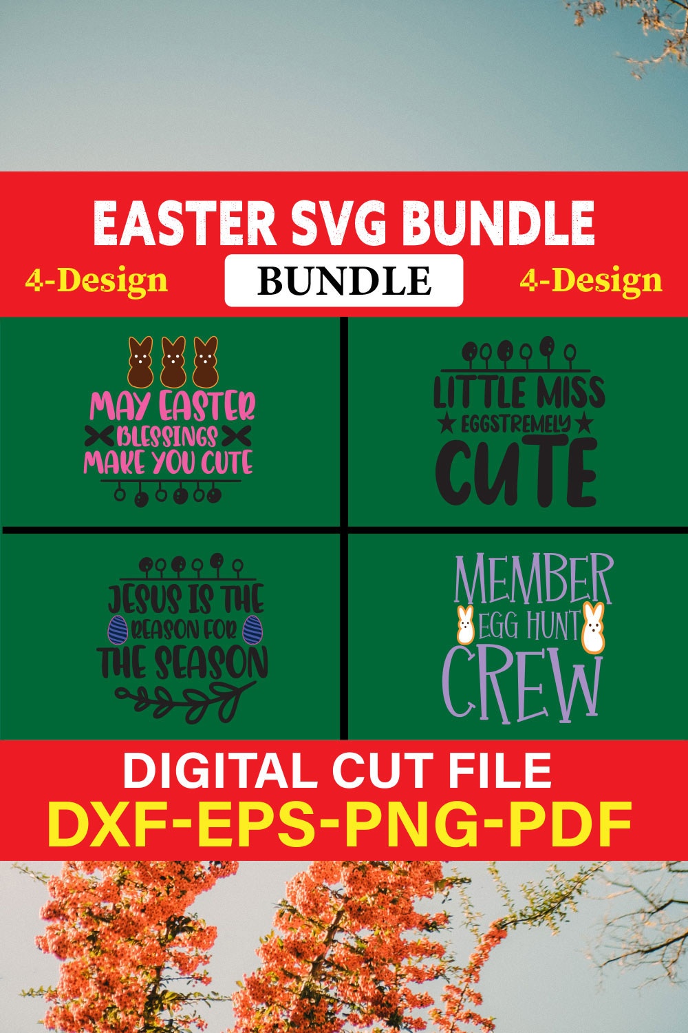 Easter T-shirt Design Bundle Vol-6 pinterest preview image.