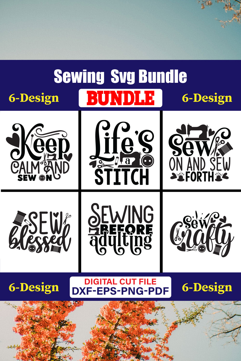 Sewing T-shirt Design Bundle Vol-02 pinterest preview image.