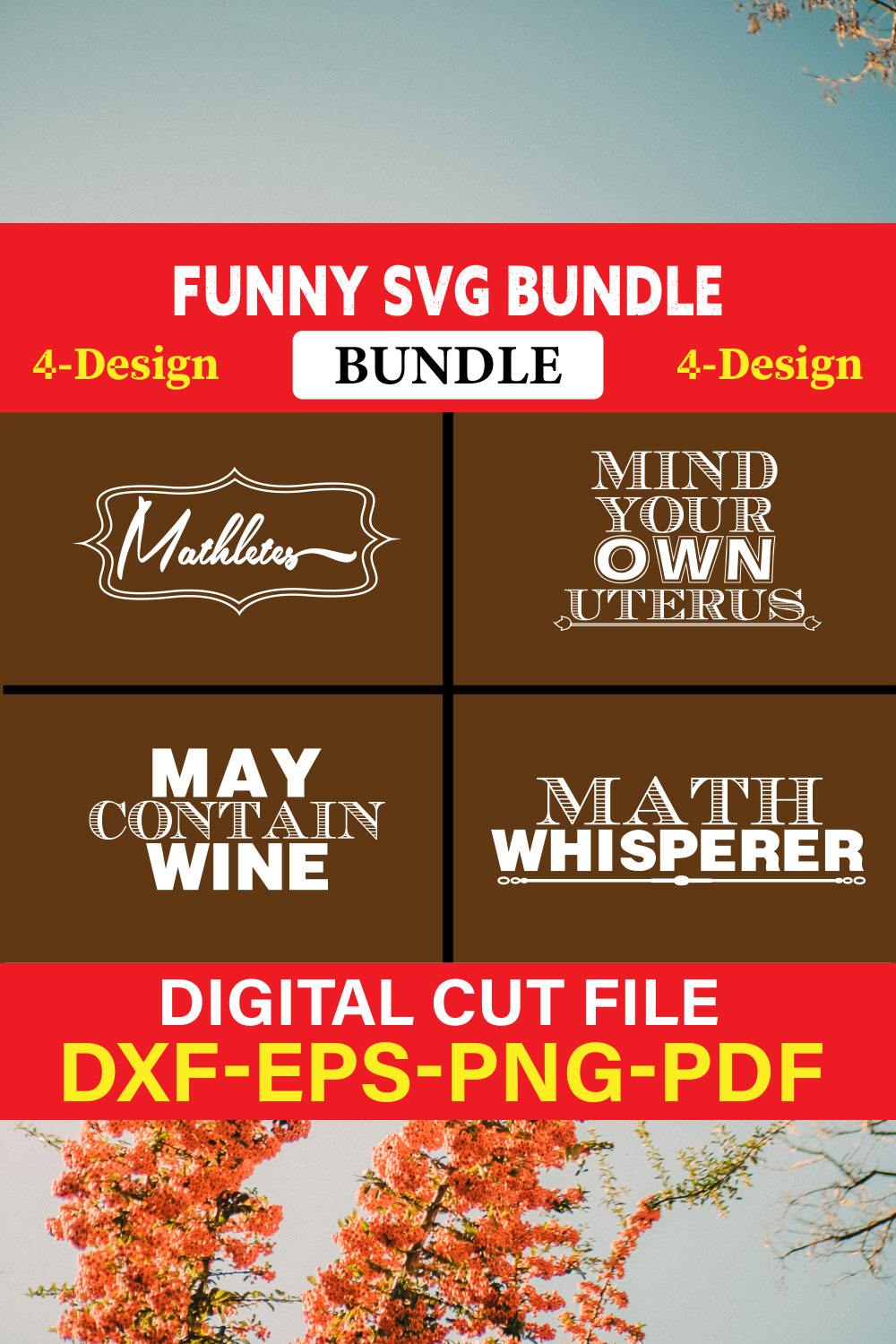 Funny SVG T-shirt Design Bundle Vol-47 pinterest preview image.