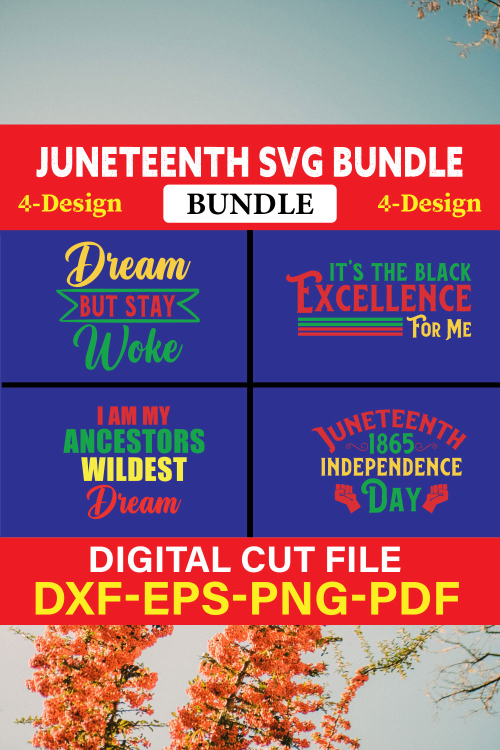 Juneteenth T-shirt Design Bundle Vol-2 pinterest preview image.