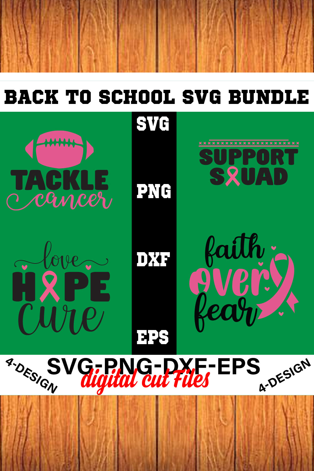 Breast Cancer Svg T-shirt Design Bundle Volume-01 pinterest preview image.