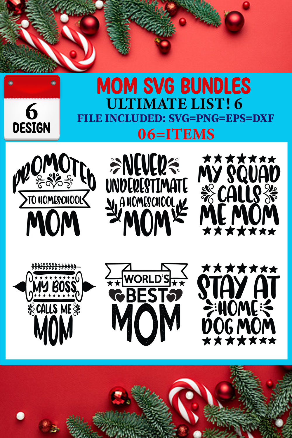 Mom SVG 06 T-shirt Design Bundle pinterest preview image.