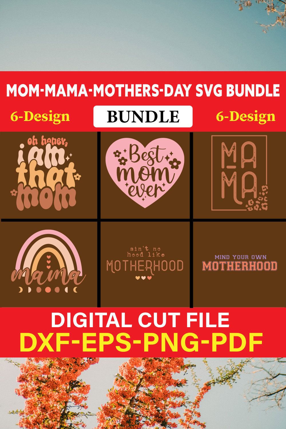 Mom Mama Mothers Day T-shirt Design Bundle Vol-2 pinterest preview image.