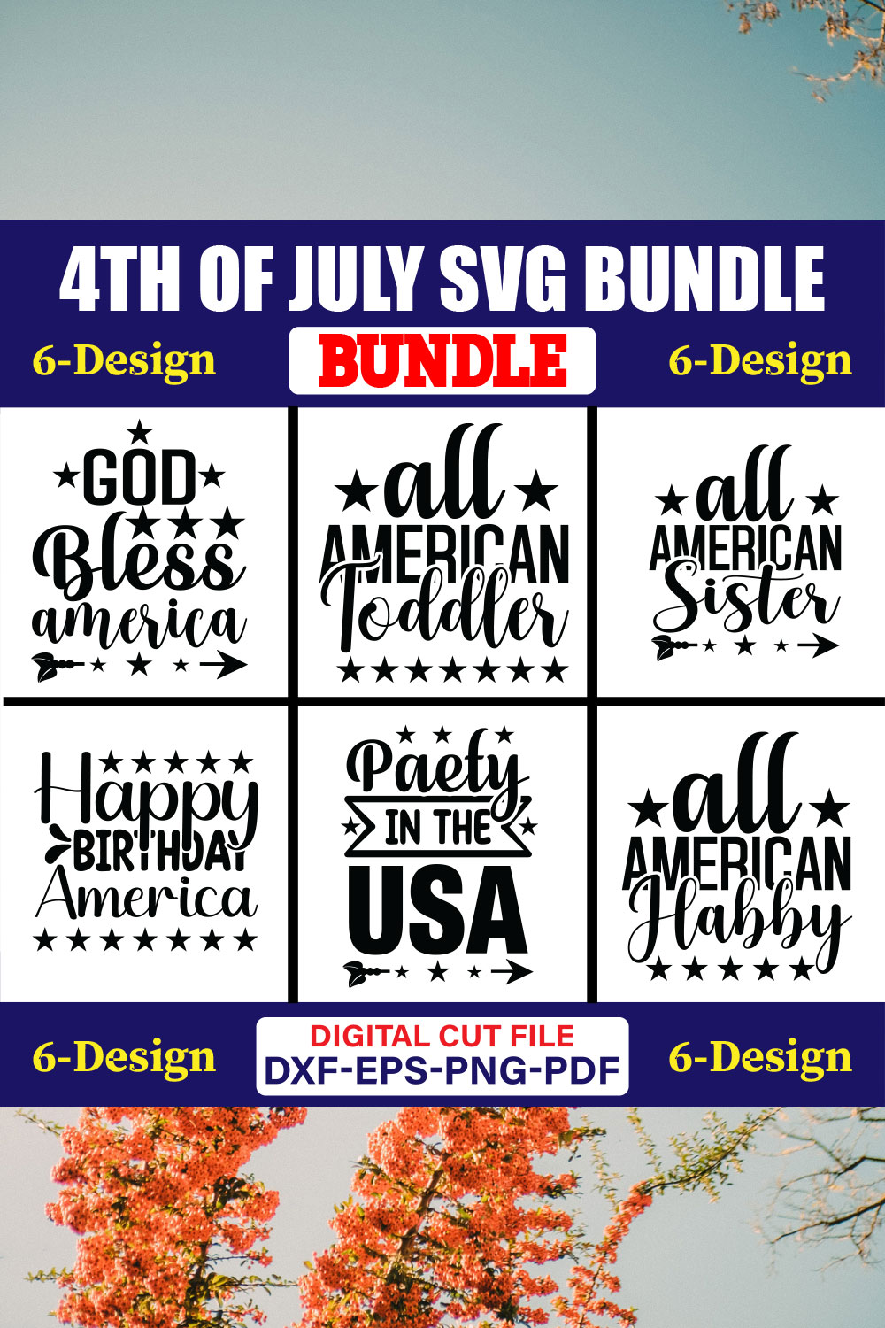 4th Of July SVG T-shirt Design Bundle Vol-20 pinterest preview image.