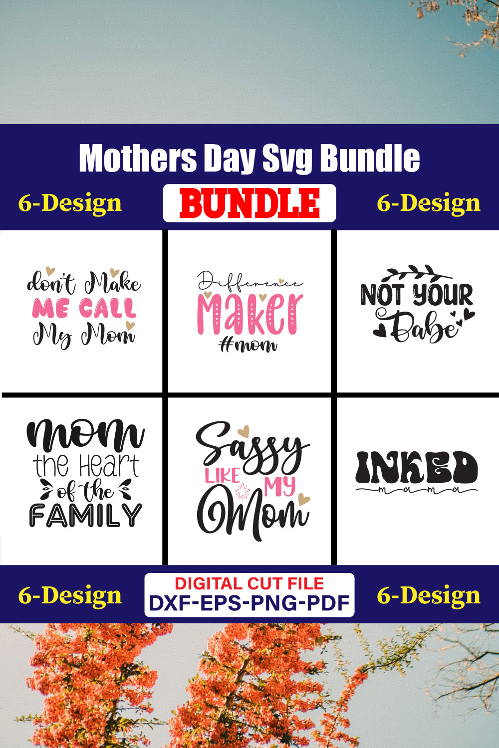 Mothers Day SVG Bundle, Mom life svg, Mama svg, Funny Mom Svg, Blessed mama svg, Mom of boys girls svg-Vol-146 pinterest preview image.