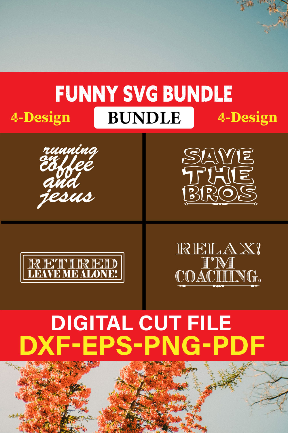 Funny SVG T-shirt Design Bundle Vol-51 pinterest preview image.