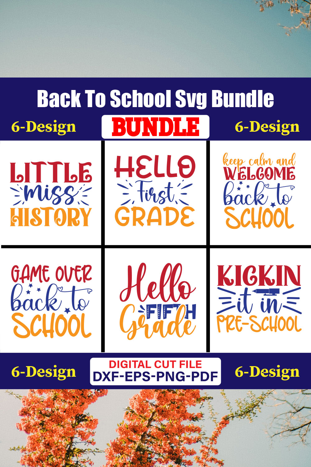 Back To School T-shirt Design Bundle Vol-40 pinterest preview image.