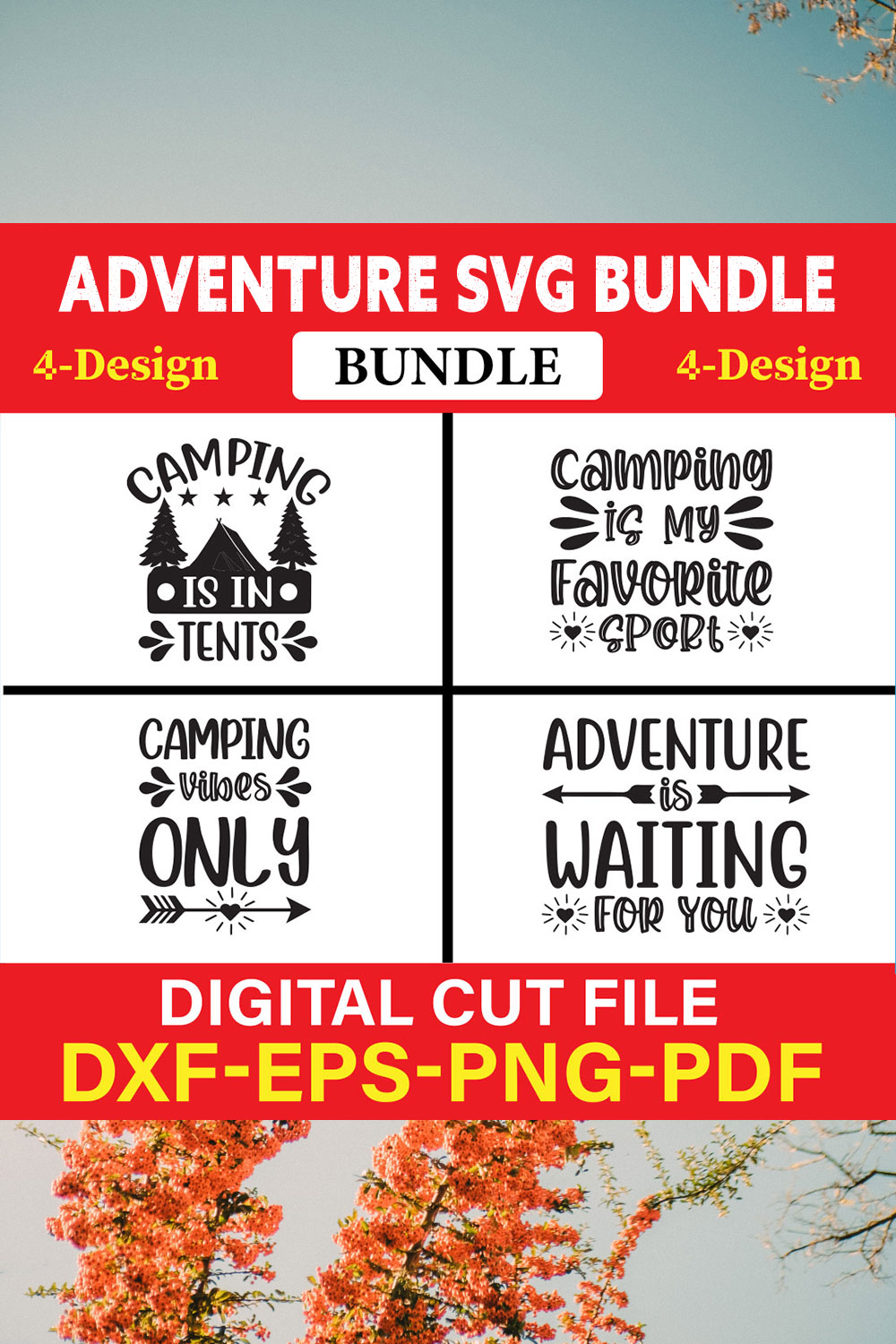 Adventure T-shirt Design Bundle Vol-1 pinterest preview image.