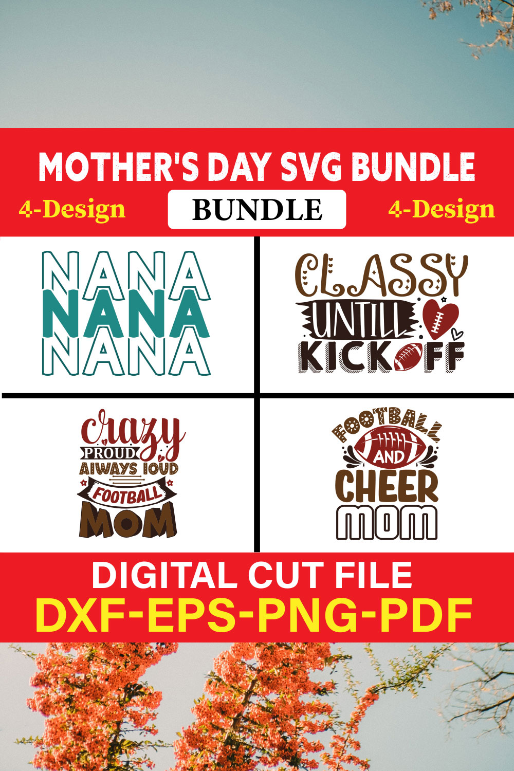 Mother's Day SVG T-shirt Design Bundle Vol-03 pinterest preview image.