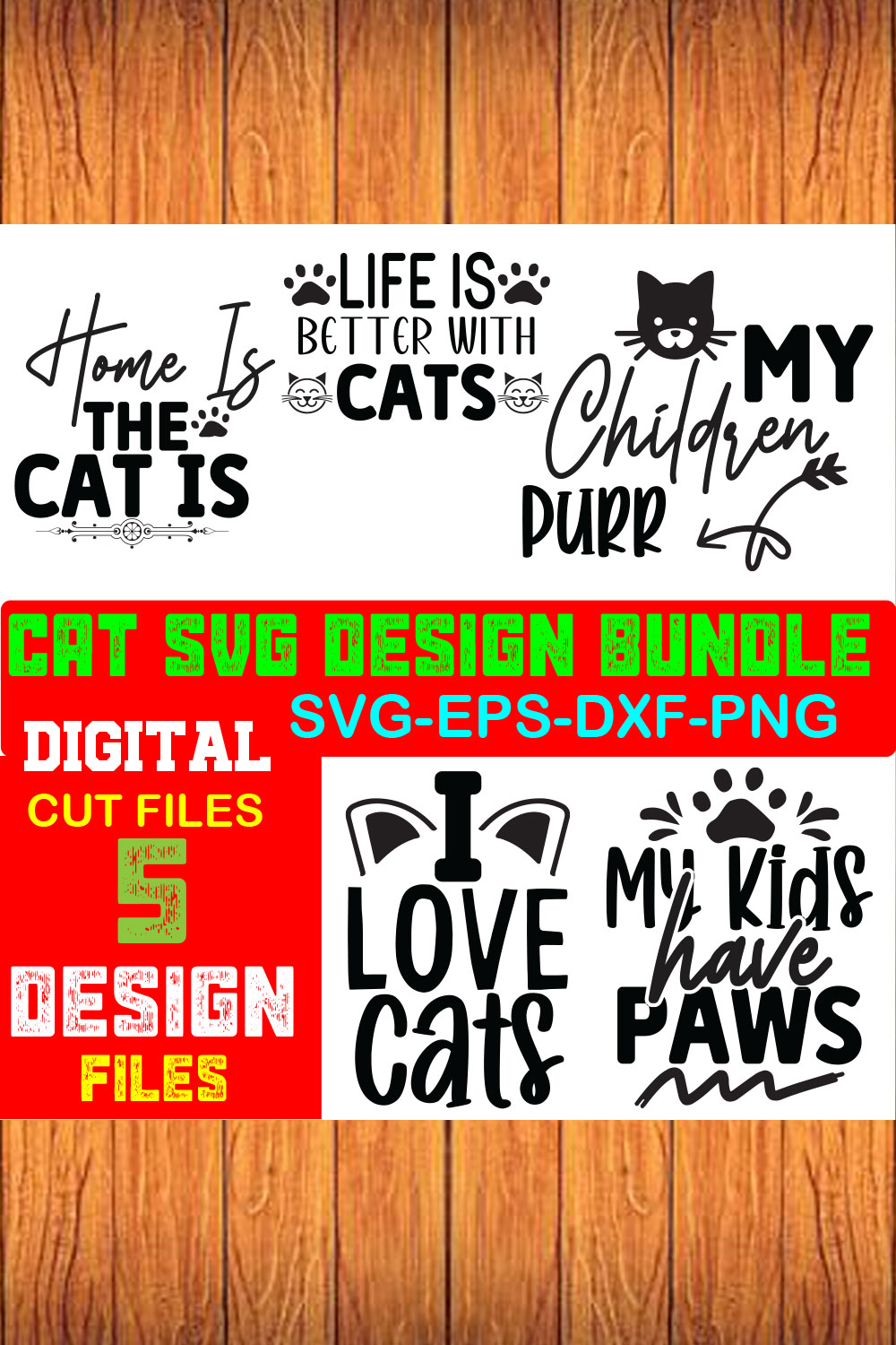 Cat SVG Design Bundle Volume-03 pinterest preview image.