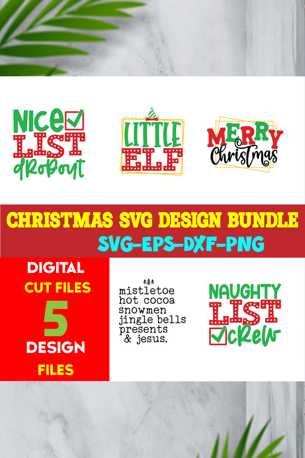 Christmas T-shirt Design SVG Bundle Free Volume-50 pinterest preview image.