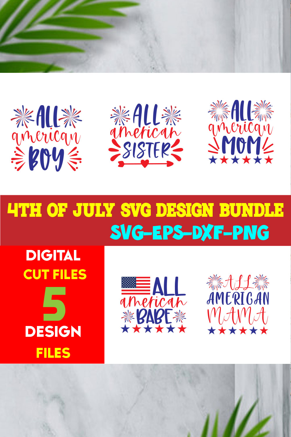 4th Of July Svg Design Bundle volume -01 pinterest preview image.