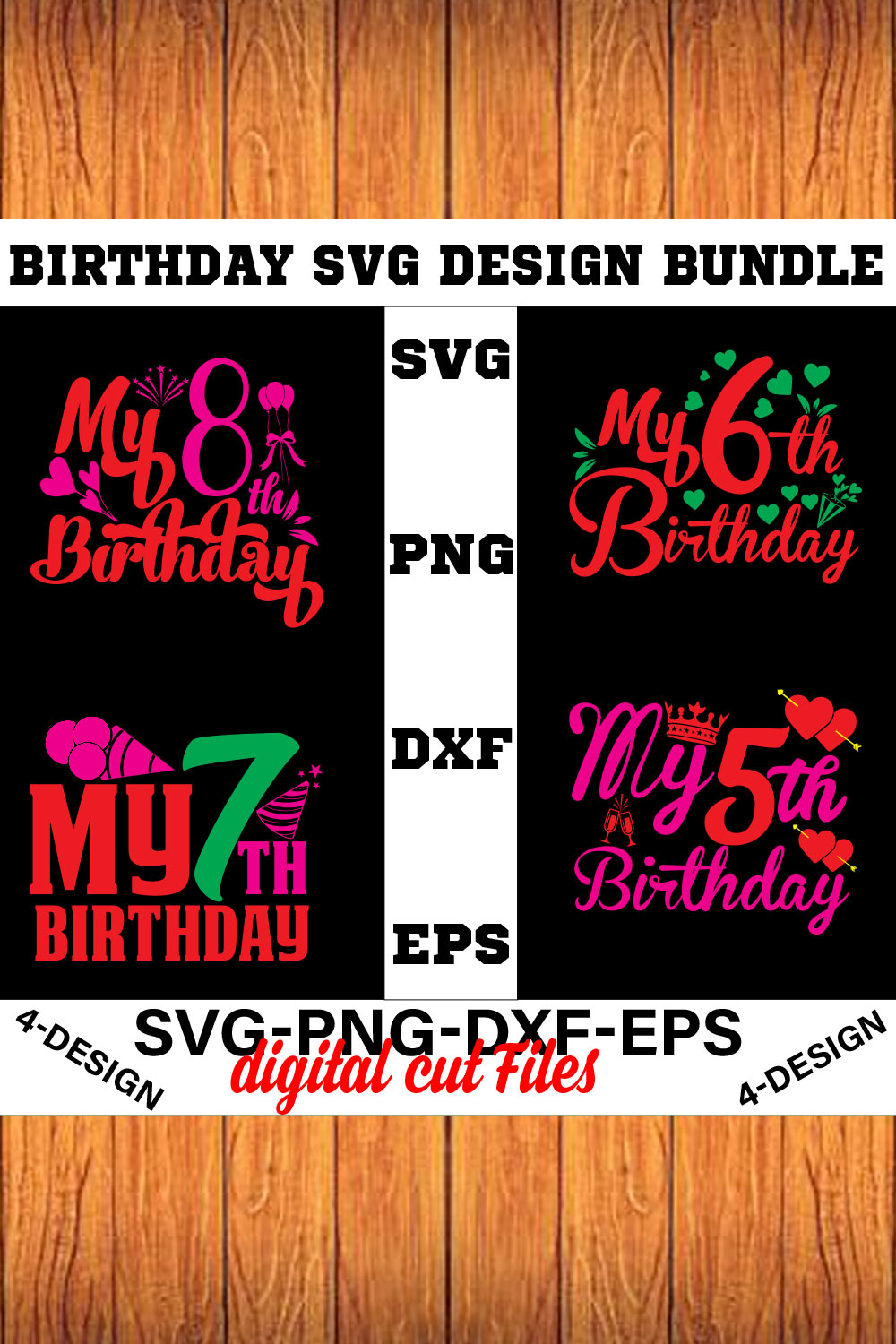 birthday svg design bundle Happy birthday svg bundle hand lettered birthday svg birthday party svg Volume-02 pinterest preview image.