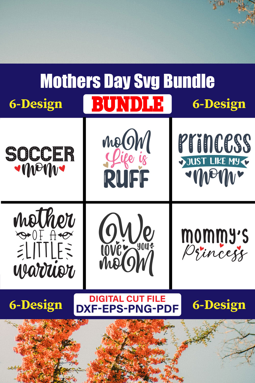 Mothers Day SVG Bundle, Mom life svg, Mama svg, Funny Mom Svg, Blessed mama svg, Mom of boys girls svg-Vol-138 pinterest preview image.