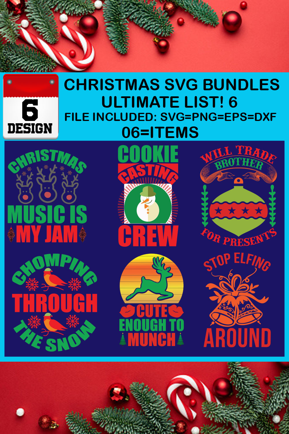 Ultimate List! 6 Christmas SVG Free Bundles pinterest preview image.