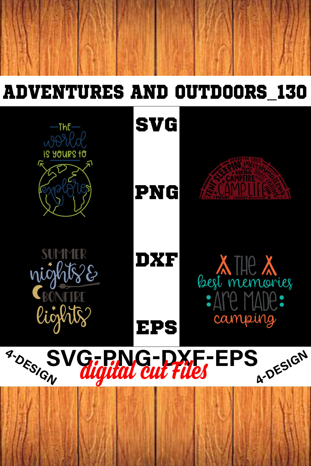 Adventures And Outdoors T-shirt Design Bundle Volume-29 pinterest preview image.