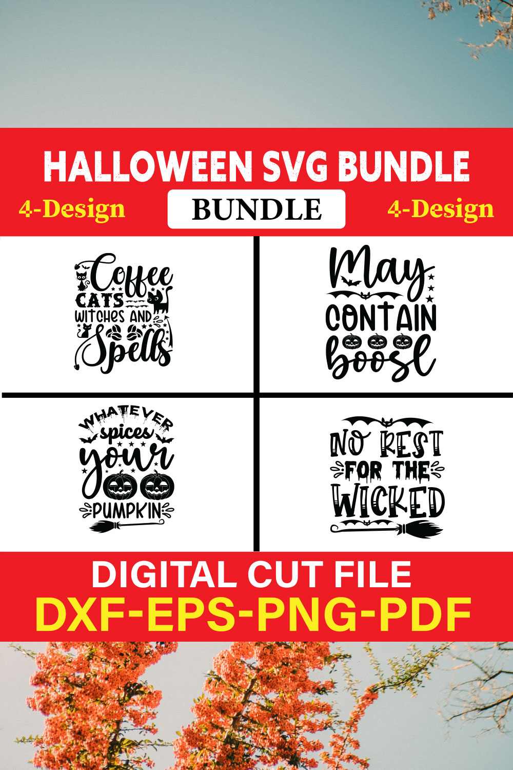 Halloween T-shirt Design Bundle Vol-1 pinterest preview image.
